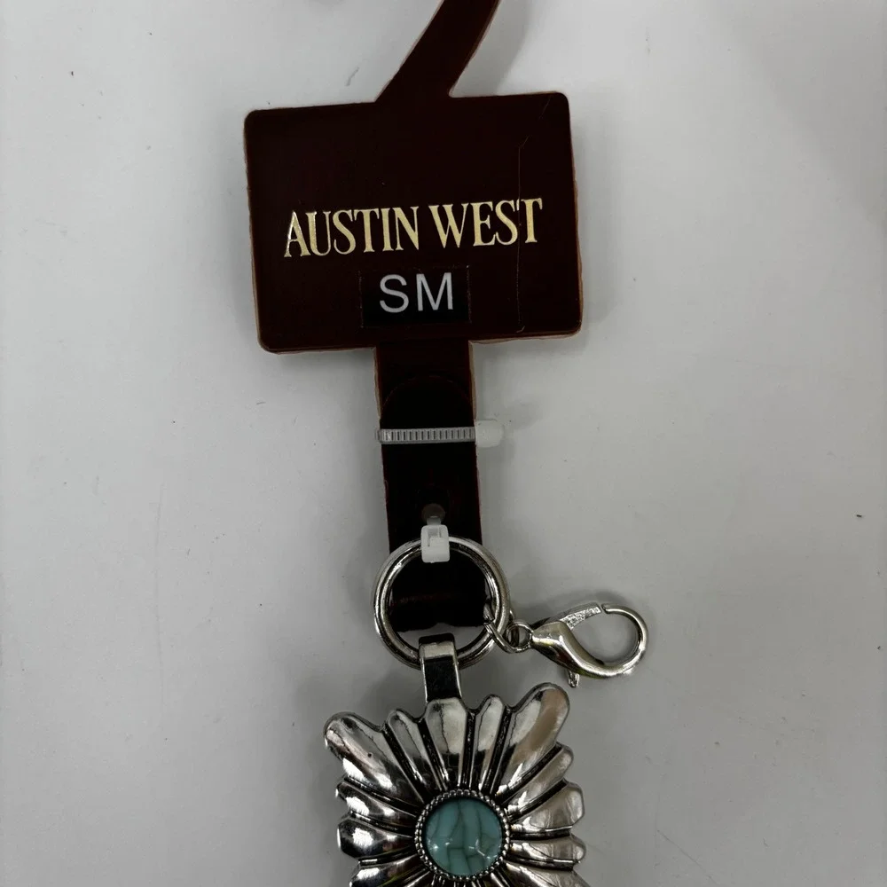 Austin West Concho Chain Belt Womens SM Silver Turquoise Western Boho Adjustable